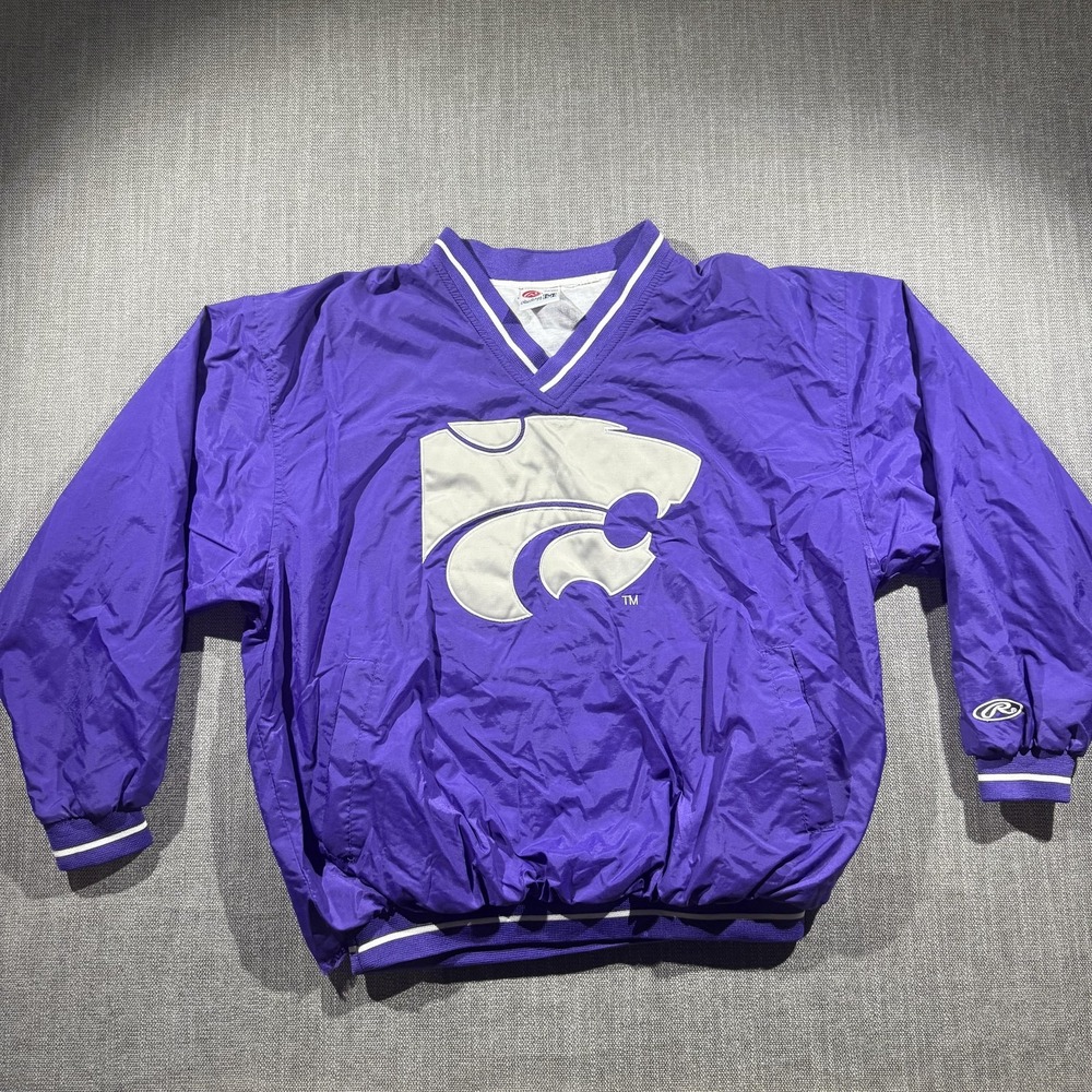 Vintage Kansas State Wildcats Jacket Pullover Mens Medium Purple NCAA Rawlings